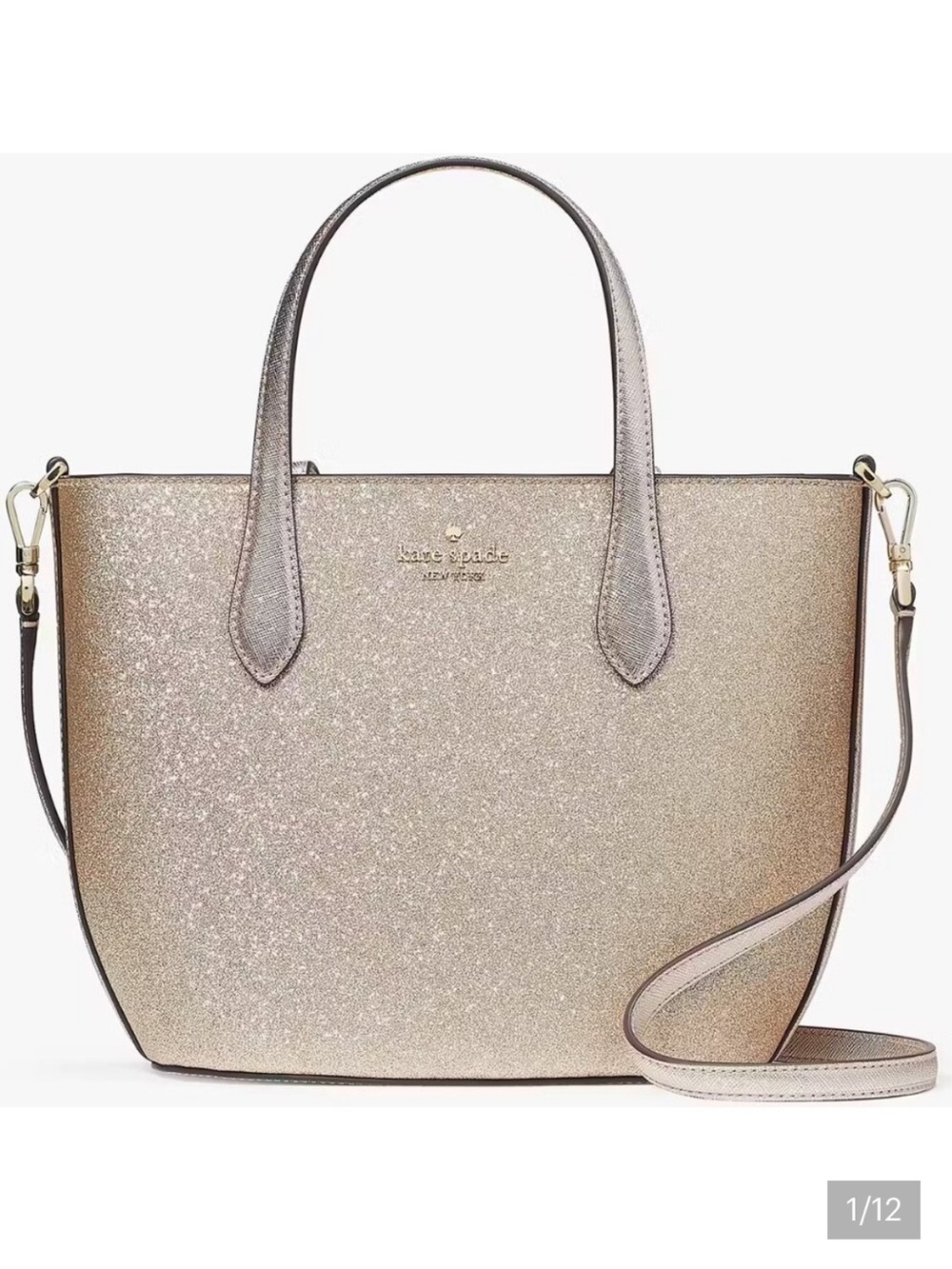 kate spade Glitter Tote in Metallic Rose - Picture 2 of 7